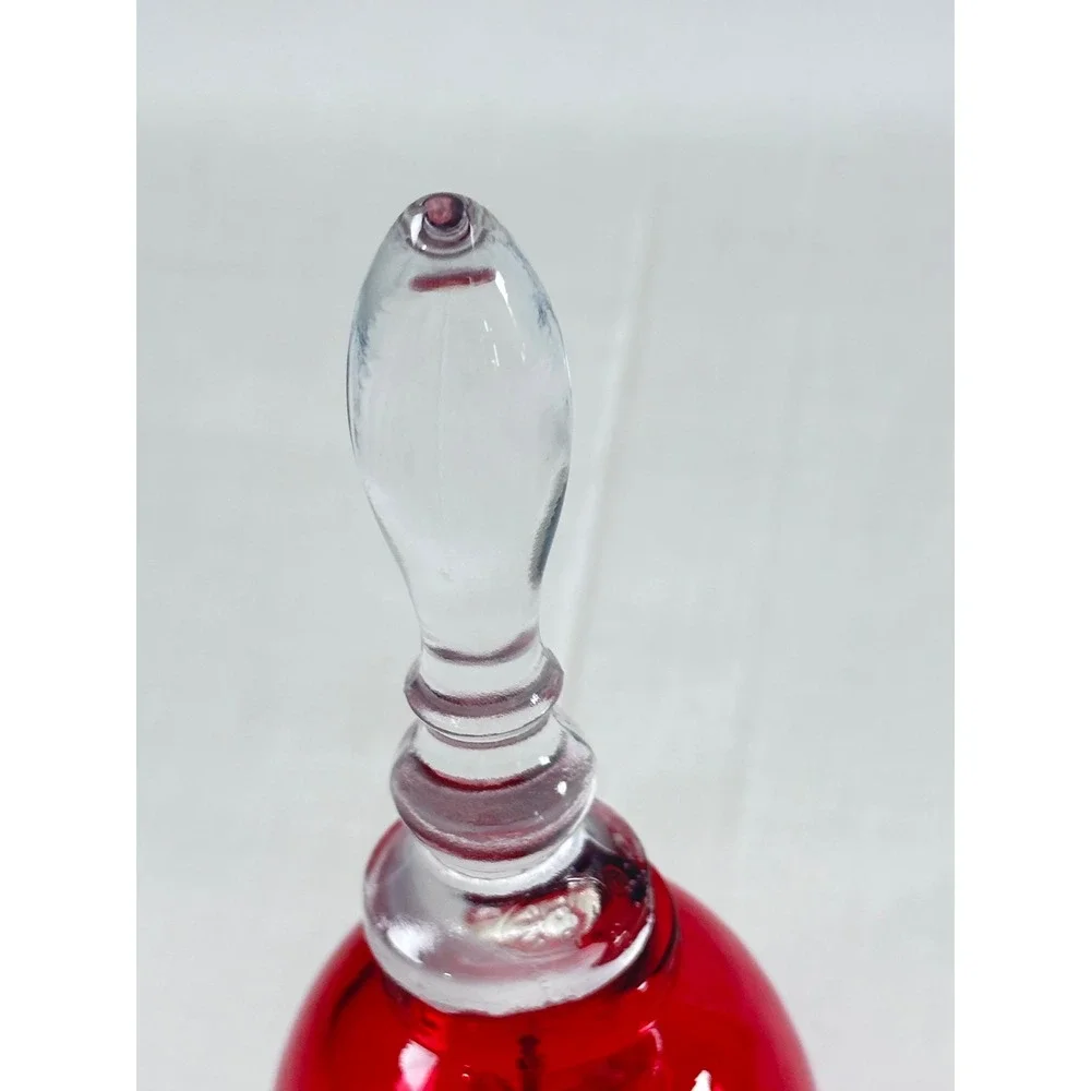 Vintage Cranberry Red‎ Glass Bell Swirl Optic Scalloped Rim 6.5